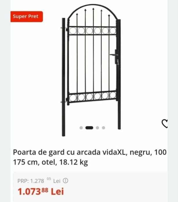 Poarta cu arcadă marca vital din 1m x 1,75cm noua