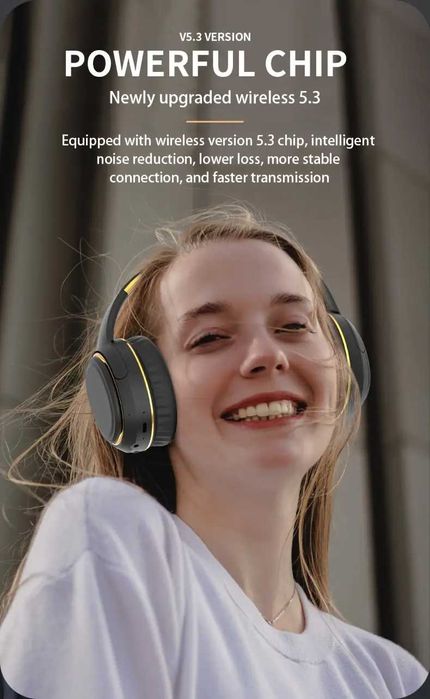 Новые блютуз наушники с LED RGB - качество - гарантия - доставка