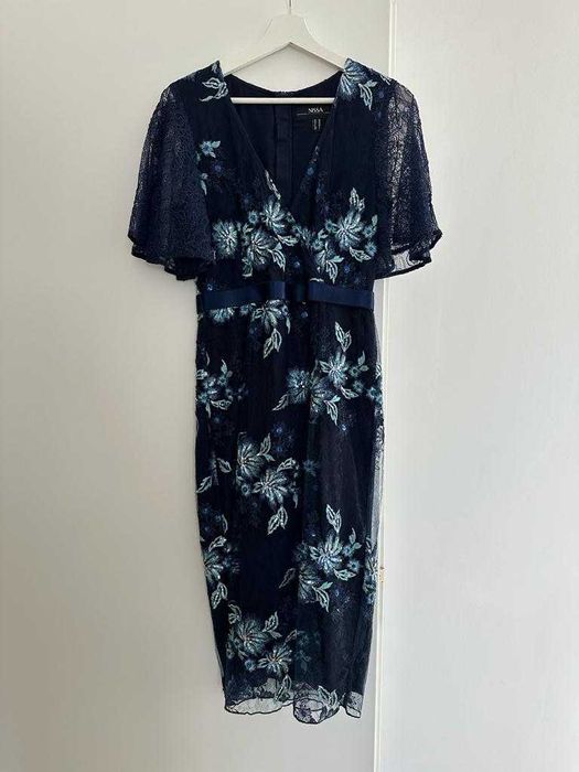 Rochie cu broderie florala si maneci din dantela, NISSA