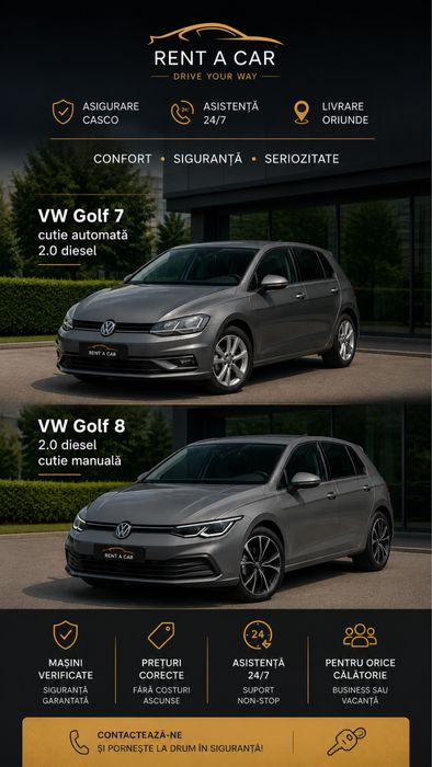VW Golf 7 & 8 de inchiriat & Renault 8+1