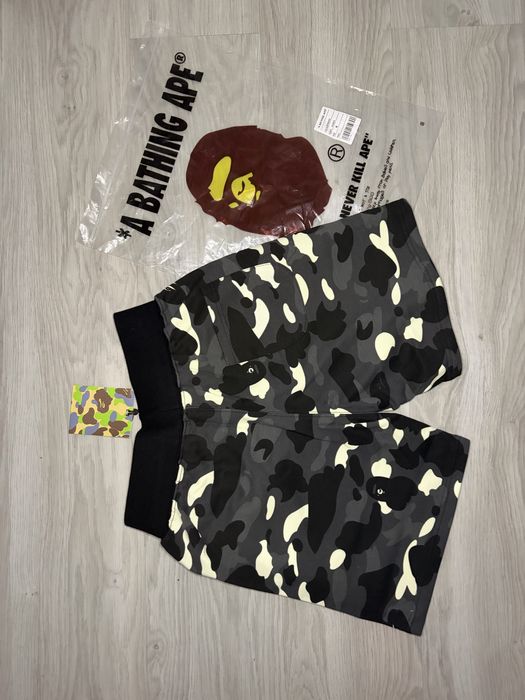 Bape Shark "Glow in the Dark" Black Camo Shorts