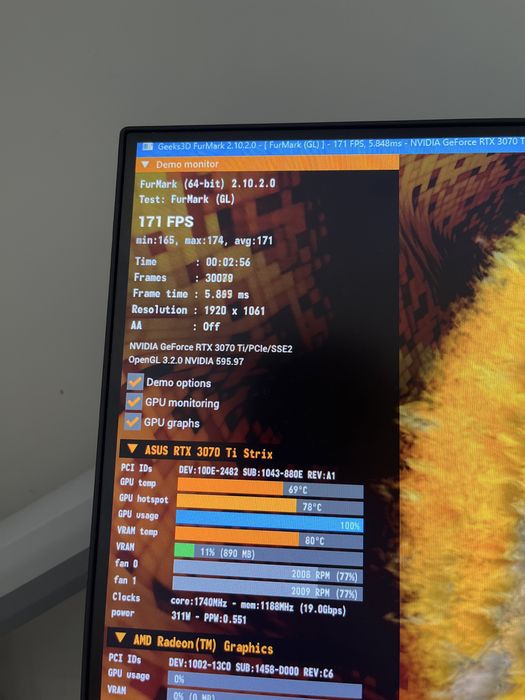 Продам RTX 3070TI ASUS rog strix oc