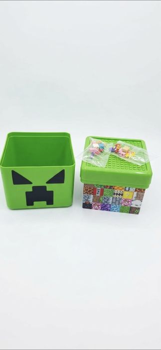Set cuburi magnetice + cutie depozitare Minecraft Creeper/ TNT + figurine