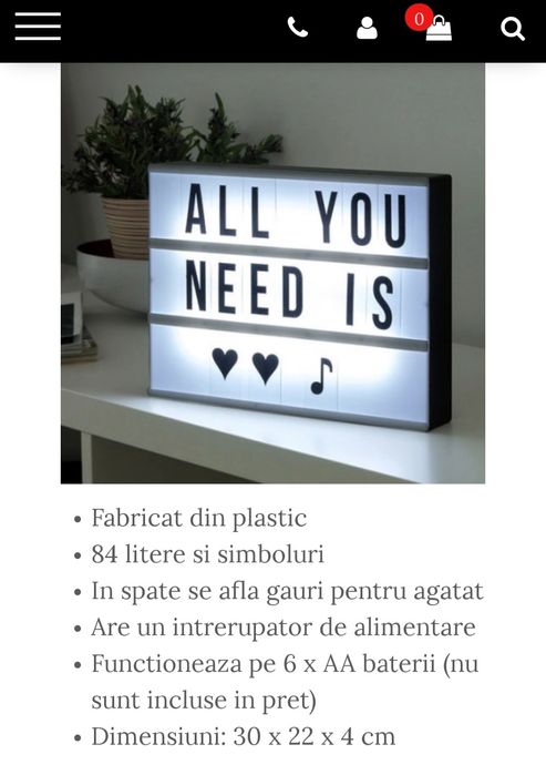 Casetă luminoasă/Panou LED cu iluminare din spate