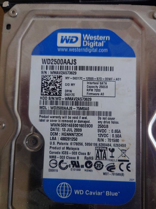 Hard Disk WD Western Digital 250GB - HDD  WD2500 - lot 8 buc