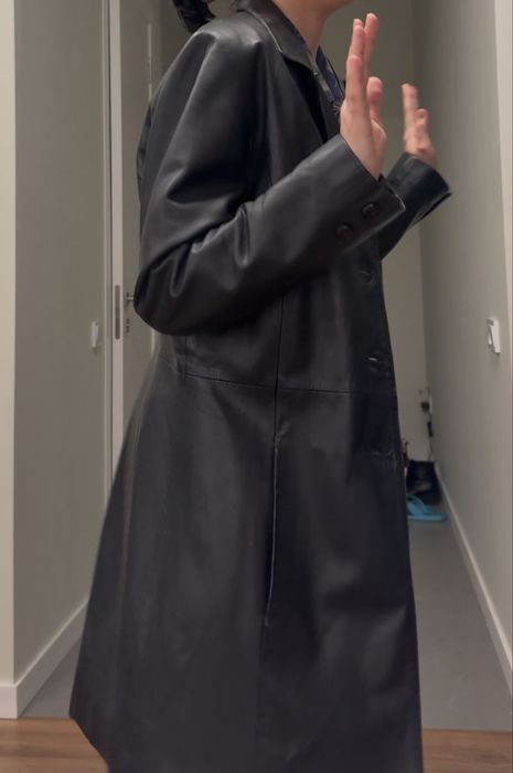 винтажный кожанный плащ