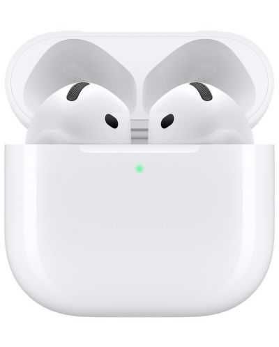 Безжични слушалки Apple - AirPods 4, TWS, бели + AirPods 4 Ear Hooks (силиконови приставки)