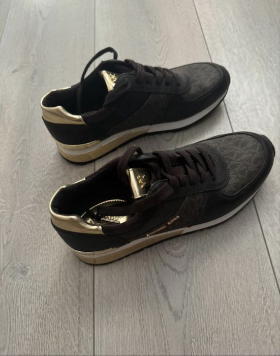 Michael Kors brown gold leather sneakers