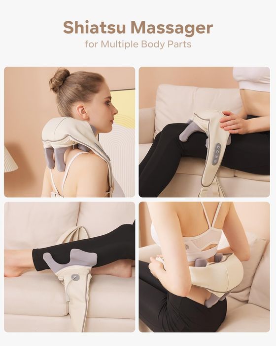 Безжичен 2в1 5D шиацу масажор със загряваща функция, day wolf