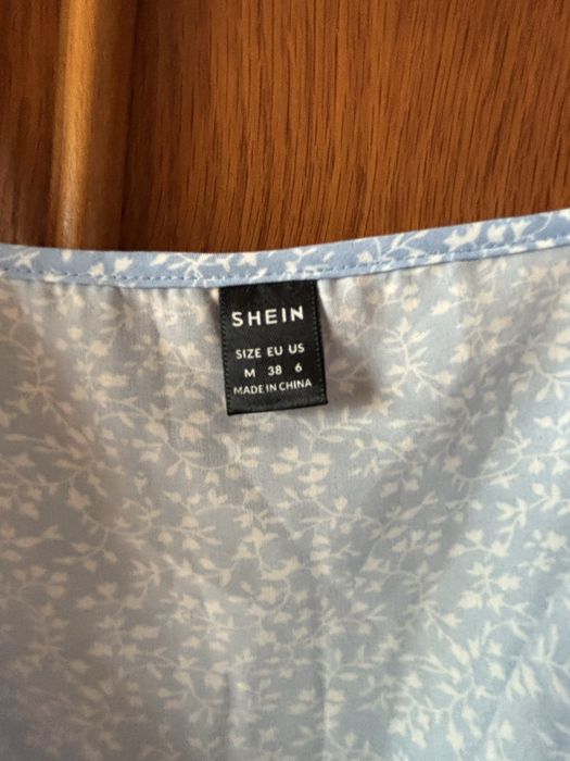Rochie de vară SHEIN bleu cu volane, mărimea M