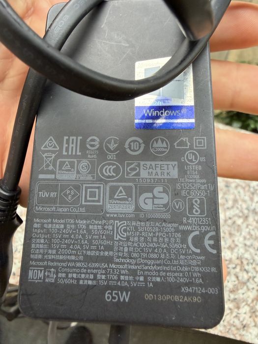 Incarcator alimentare microsoft surface  65w  1706