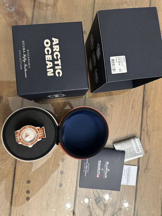 Ceas bioceramic Blancpain x Swatch Fifthy Fathoms Arctic Ocean