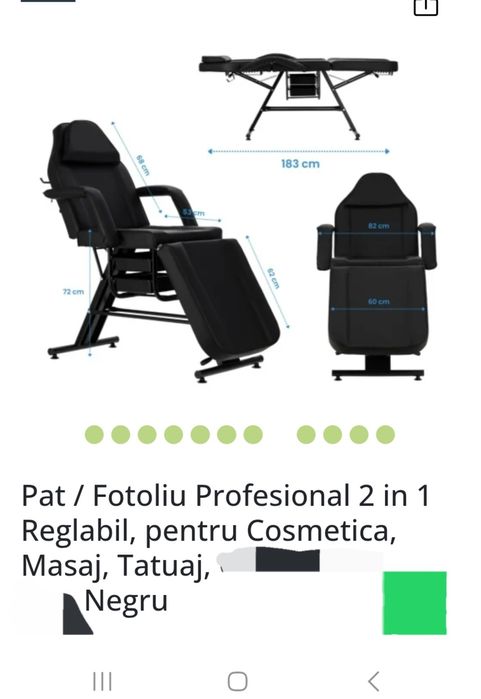 Vănd Pat/Fotoliu 2 în 1 pentru Cosmetică, Masaj.