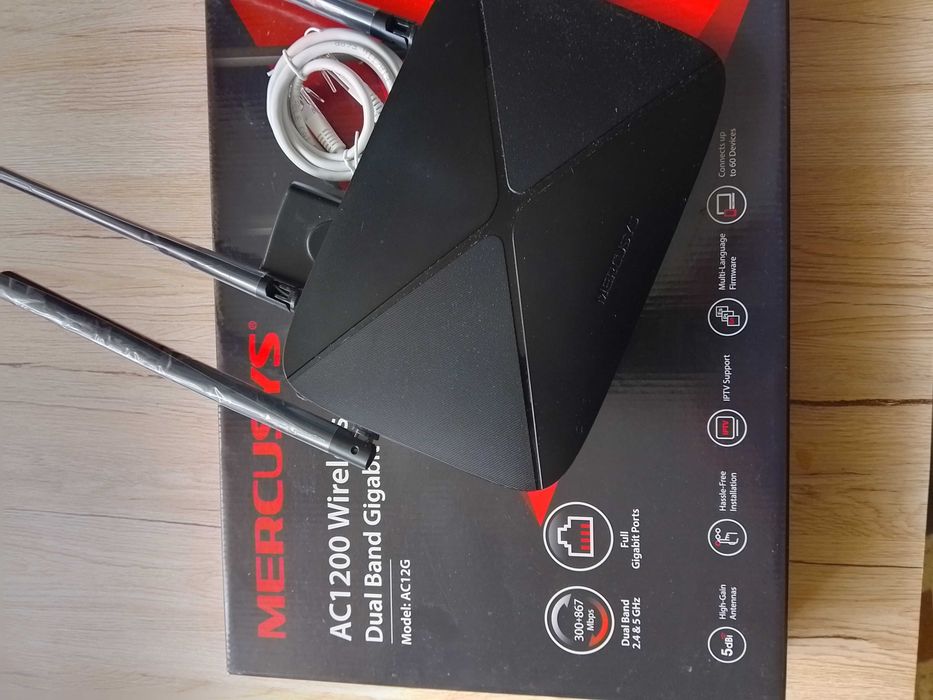 Router wireless MERCUSYS AC12G, AC1200, Gigabit, Dual-Band, Negru