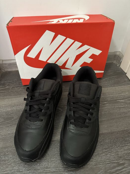 100% Оригинални!! Мъжки черни кожени маратонки Nike Air Max 90 Leather