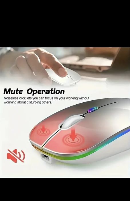 Безжична мишка с LED подсветка, ултра-тънка 2.4G/5.2 ,без шум