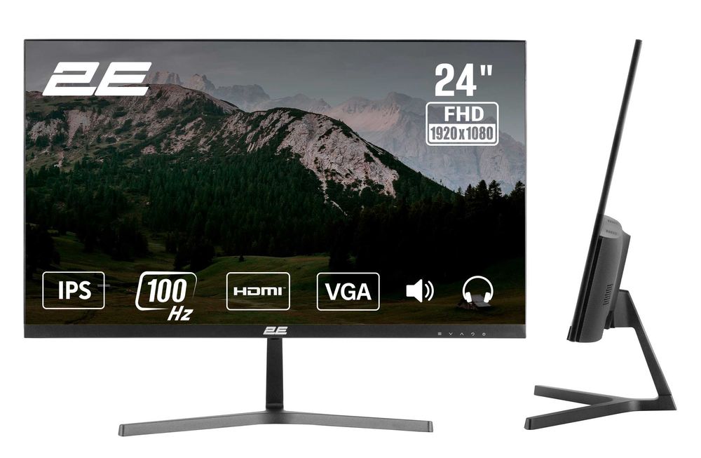 Монитор 23.8″ 2Е D2425B D-Sub, IPS/100Hz, FreeSync, перечисления есть
