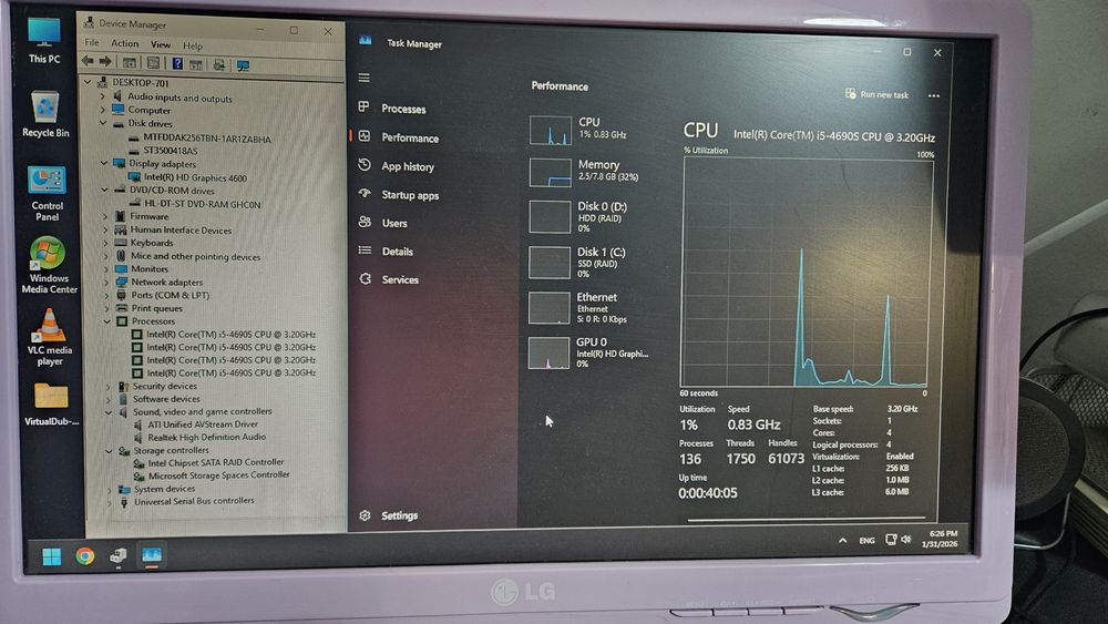 Computer complet cu monitor LG tastatură și mouse i5 Windows 11 SSD