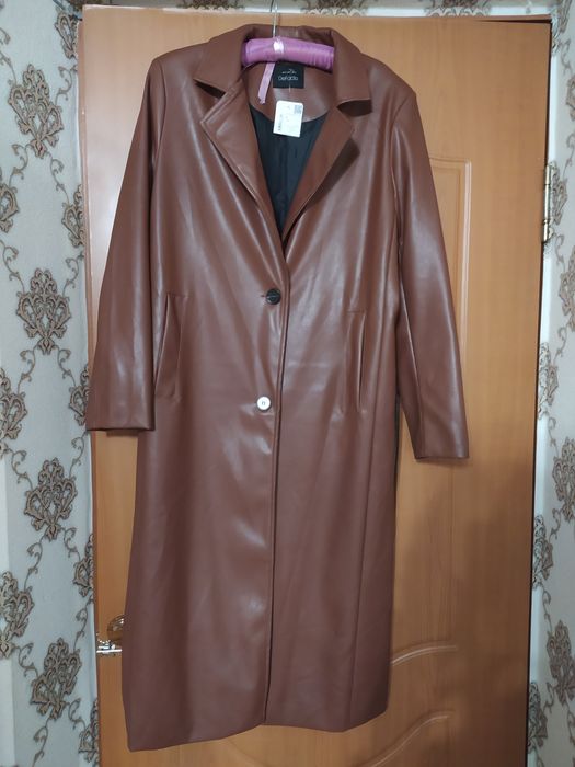 Тренч/плащ  кожаный новый
