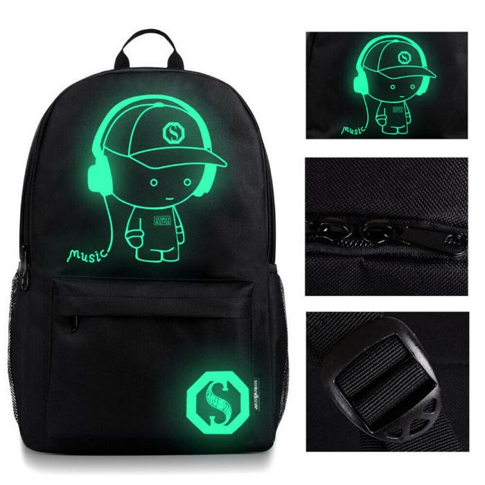 Rucsac fluorescent. Lumineaza seara! Incarcare USB. 48x29x17cm. Nou!