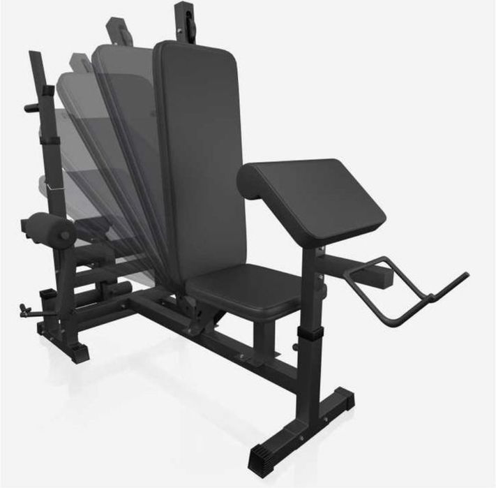 Set banca multifunctionala cu greutati din ciment de 100 kg