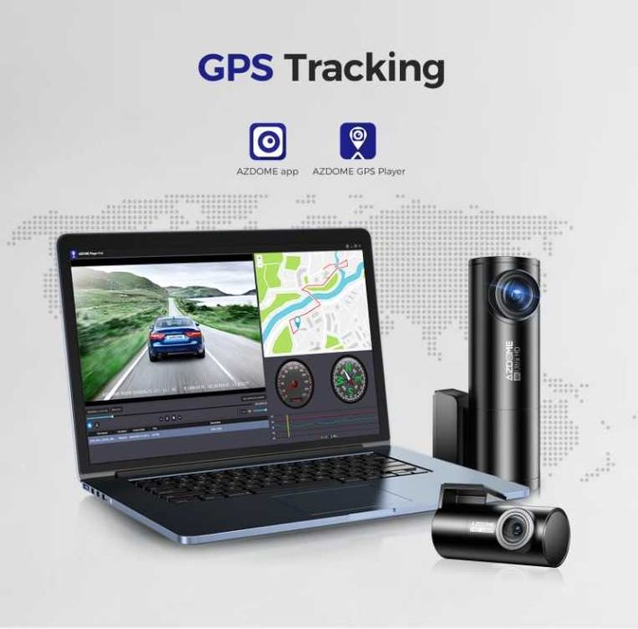 Camera Auto Bord GPS Wifi AZDOME M300S 4K + Camera Marsarier Card 64Gb