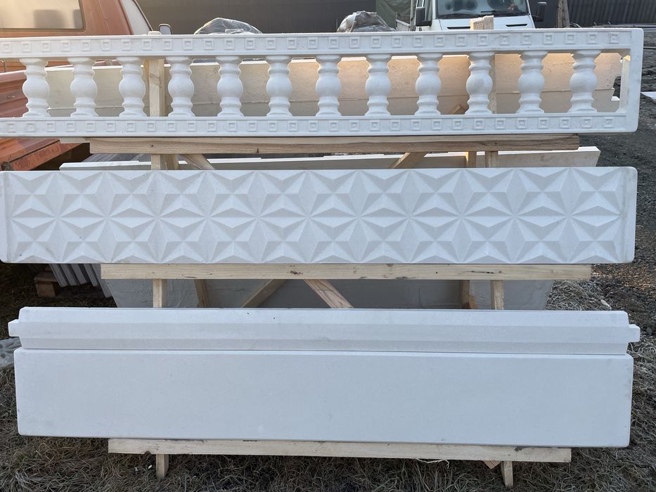 Gard din beton alb cu marmura + montaj inclus