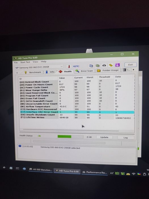 SSD Samsung 860 EVO 250GB SATA 3 2.5” – 97% Health – Testat