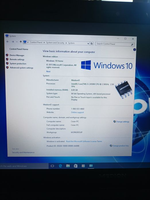 Laptop MD 98970 model p7624 i5 placa video dedicata 1gb cu 8 GB ram