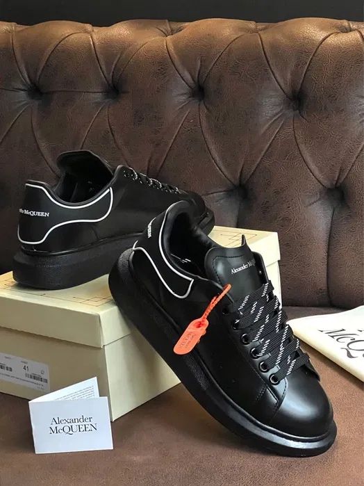 Adidasi Alexander Mcqueen negri/albi piele naturala custom