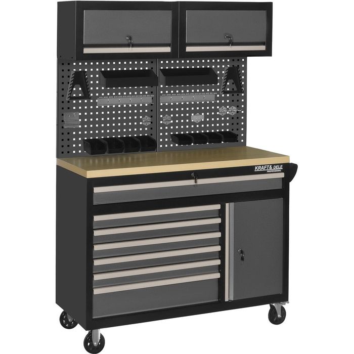 Set mobilier cu roti pentru atelier, banc de lucru mobil, 6 sertare, 3