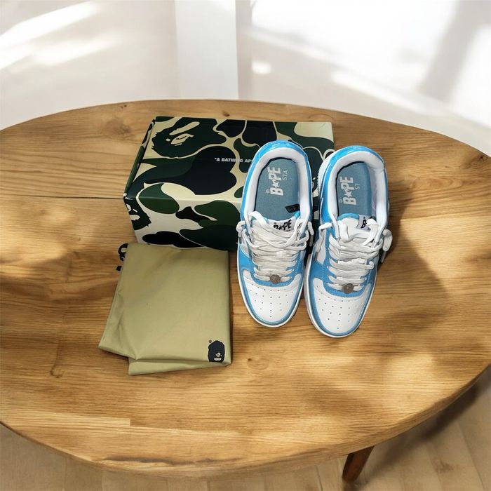 A Bathing Ape Bape Sta Patent Leather Blue White