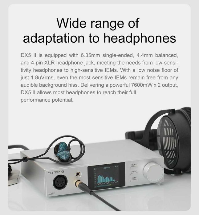 TOPPING DX5 II – Hi-Fi DAC / Headphone Amplifier / Preamp – Dual ESS ES9039Q2M – LDAC – PEQ