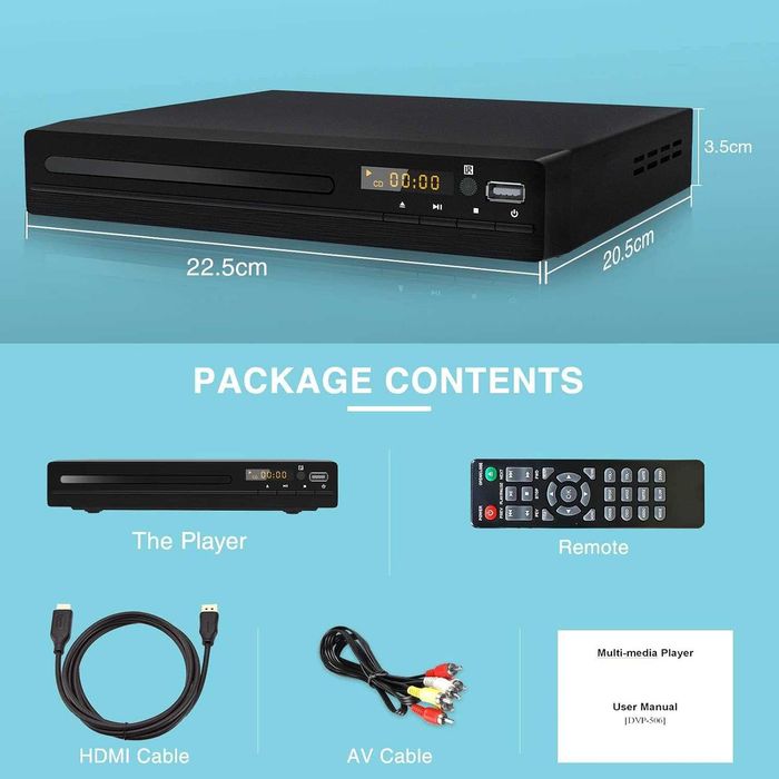 Tojock HDMI AV HD TV DVD плейър Коаксиален изход AV кабел USB вход Без регионално кодиране