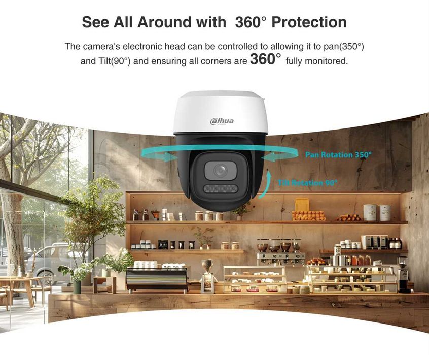 WiFi въртяща се камера Dahua 5MP PTZ с нощно виждане и проследяване