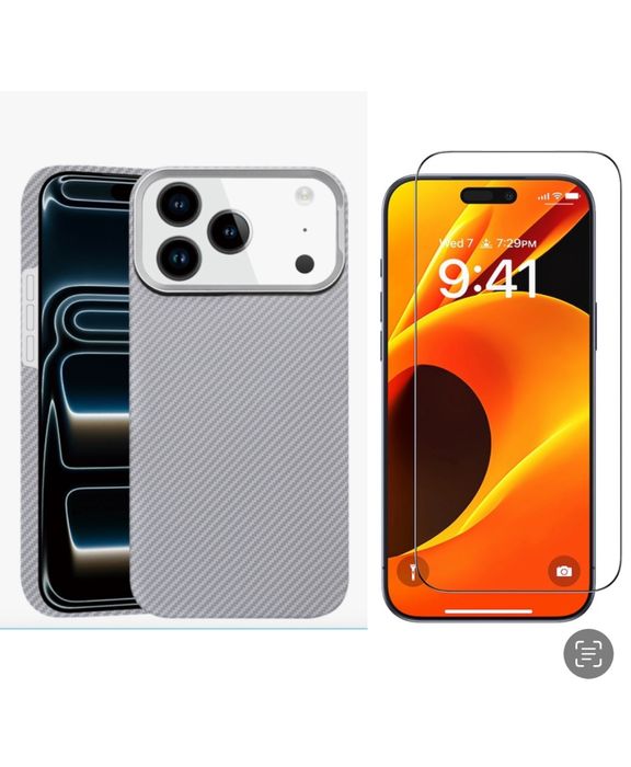 Iphone 17 Pro 17 Pro Max Husa Fibra Carbon Covered + Folie Sticla Full Edge