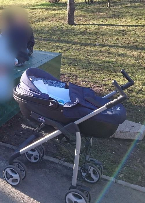 Carucior 3 in 1 Chicco Trio Sprint Albastru in stare foarte buna+Bonus