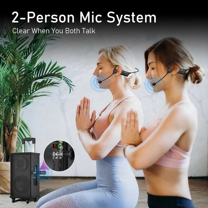 KIMAFUN IP67 Водоустойчив безжичен фитнес микрофон, 2.4G,за двама души