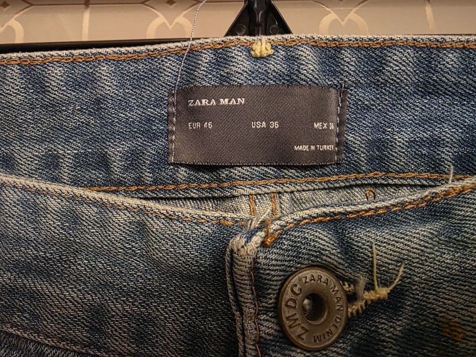 Vestă blug GLOW (XL) + Blugi ZARA MAN (46) cu stropi și rupturi, 100 lei / buc