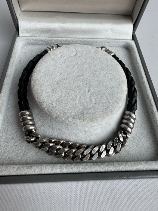 Bratara din argint si piele impletita