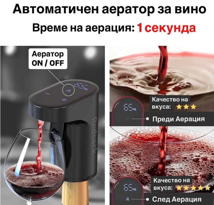 Redsack Електрически декантер/помпа за вино, уиски и ликьор