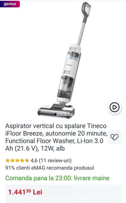 Aspirator vertical cu spalare Tineco,aspirator vertical Rowenta