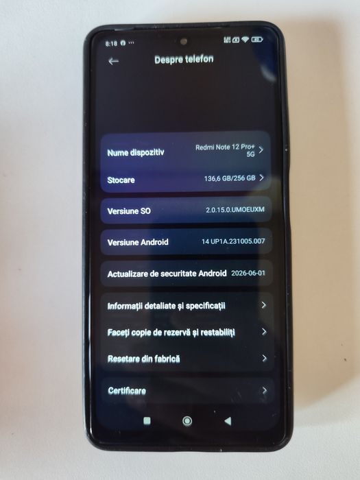 Xiaomi redmi note 12 pro + plus 256GB/8GB RAM