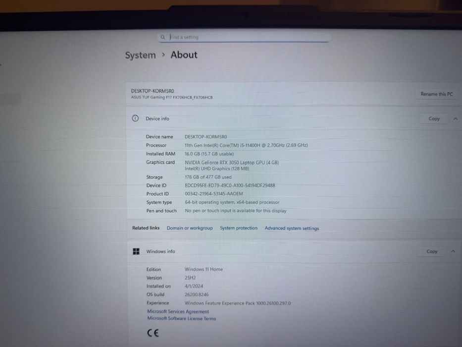 Laptop ASUS TUF F17