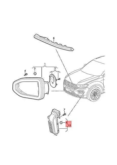 DRL, lumini de zi VW T-Roc, 02.2022-, echipare R-line, montare fata, stanga/dreapta, LED; fara Modul LED, 2GA941055E; 2GA941055M