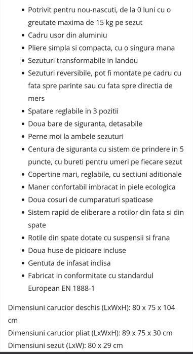 Vand carucior gemeni chipolino