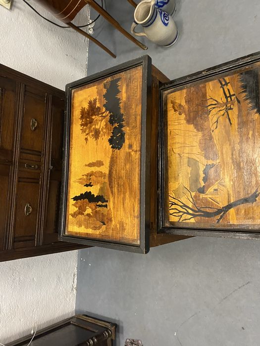 Винтидж помощни масички  3 бр пейзажи 1940 те Западна Европа