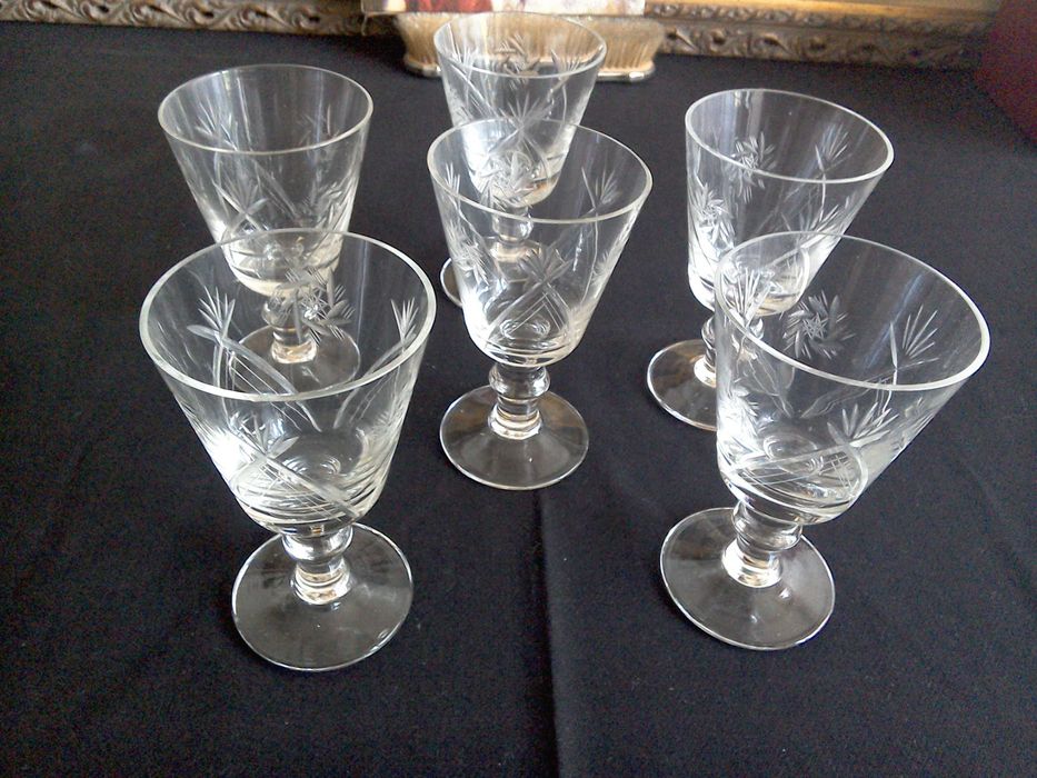 Pahare cristal nobil, bizotate manual - 6 bucăți