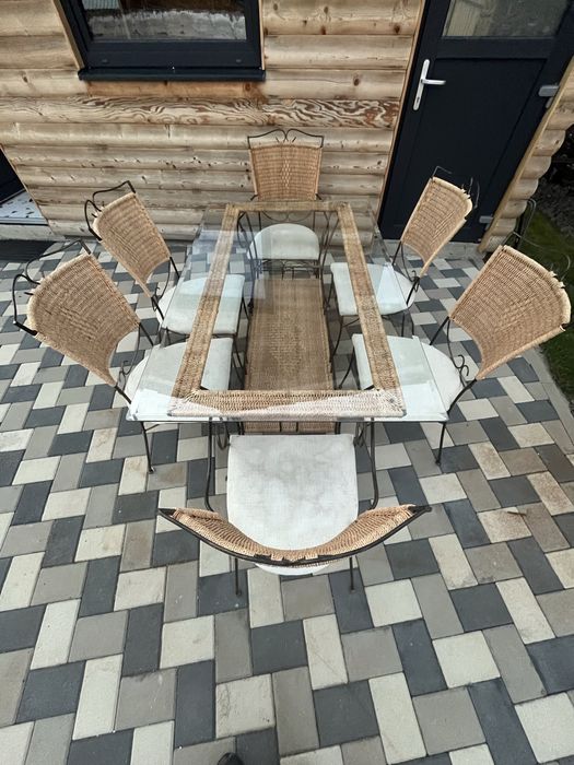 Set Elegant Masă + 6 Scaune – Ideal pentru Grădină, Terasă sau Interior + Set 8 scaune aluminiu + 2 mese