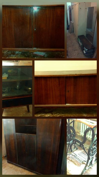 Vând lot  de mobilier vintage anii 50-60 plus cadru de fonta de la masina de cusut Singer Preț 1200 lei tot pachetul sau separat(detalii in descriere)